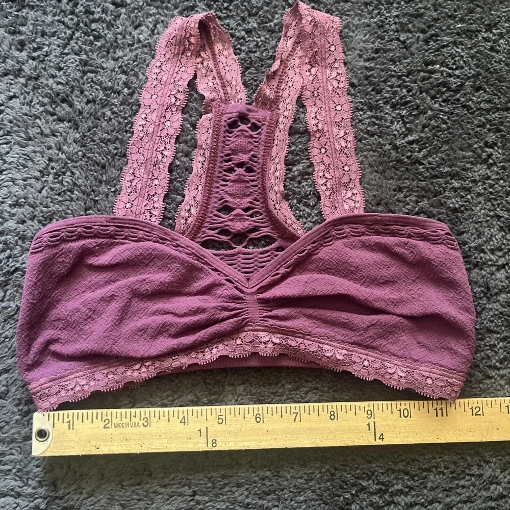 Free People Intimately RACERBACK CROCHET BRA Lace Bralette XS/S purple